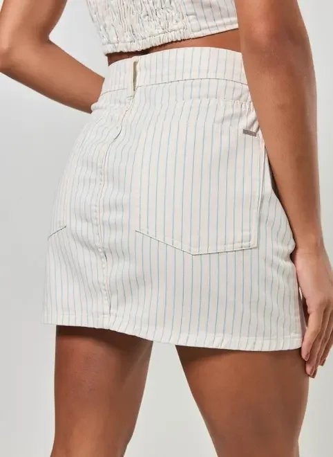 saia sarja listrada botões saia sarja listrada botões