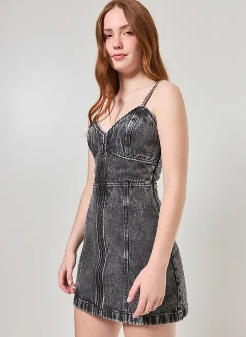 vestido jeans preto zíper vestido jeans preto zíper