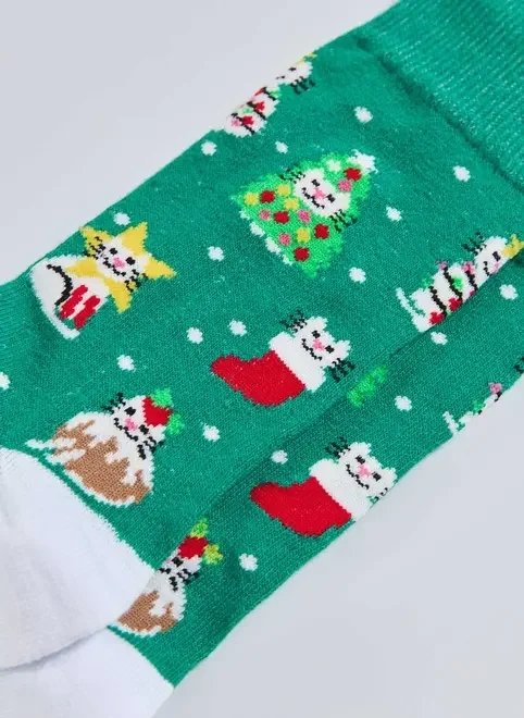 meia verde gatinhos natalinos meia verde gatinhos natalinos