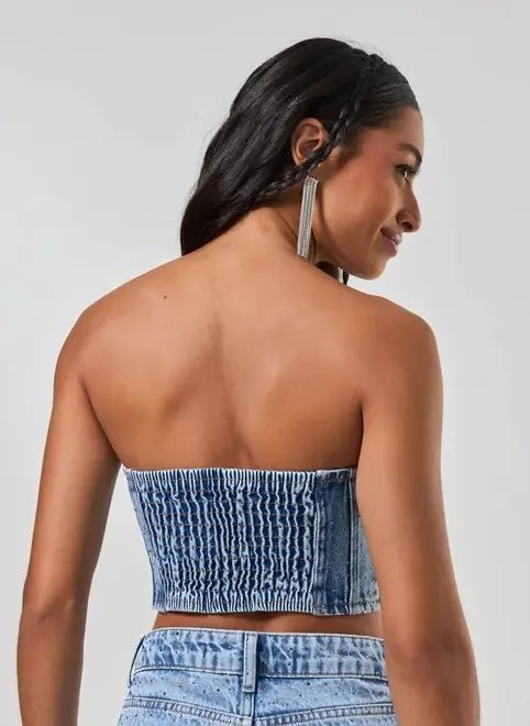 cropped jeans corselet brilho cropped jeans corselet brilho