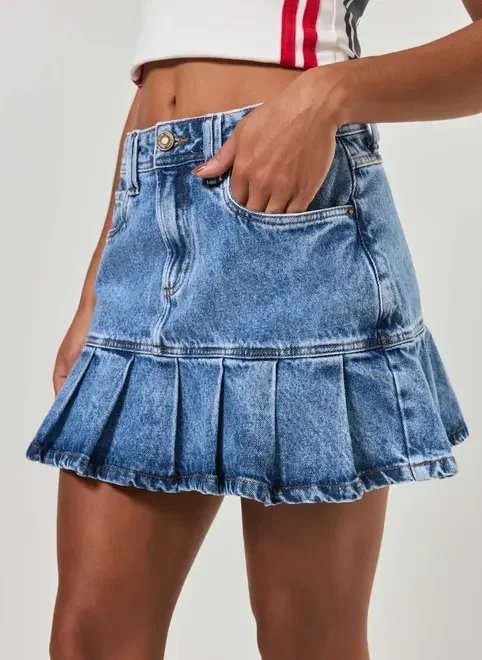 saia jeans com babado saia jeans com babado