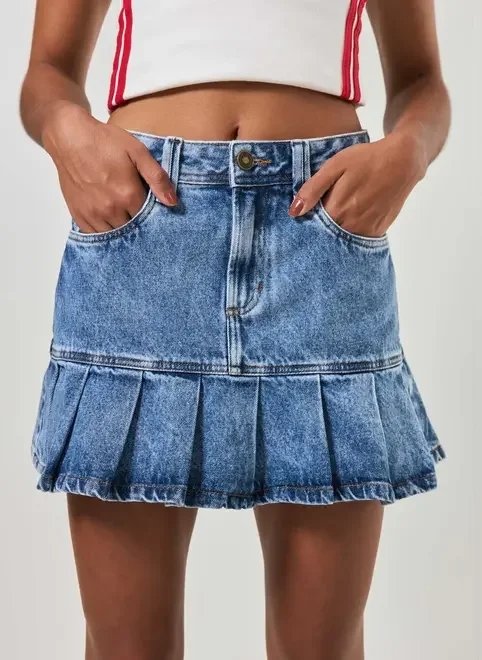 saia jeans com babado saia jeans com babado