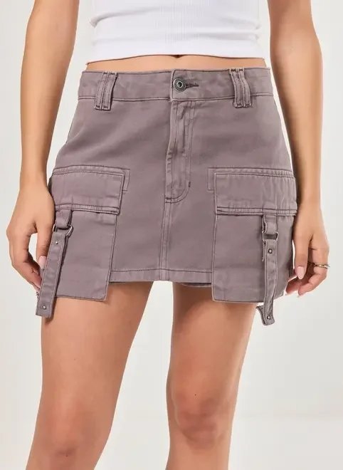 short saia cargo cintura média short saia cargo cintura média