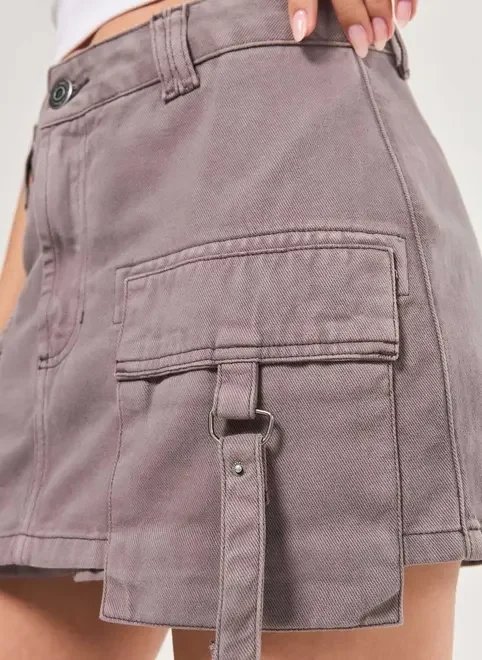 short saia cargo cintura média short saia cargo cintura média