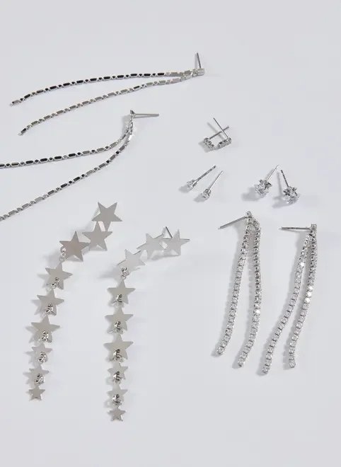 conjunto 6 brincos estrelas e zircônia conjunto 6 brincos estrelas e zircônia