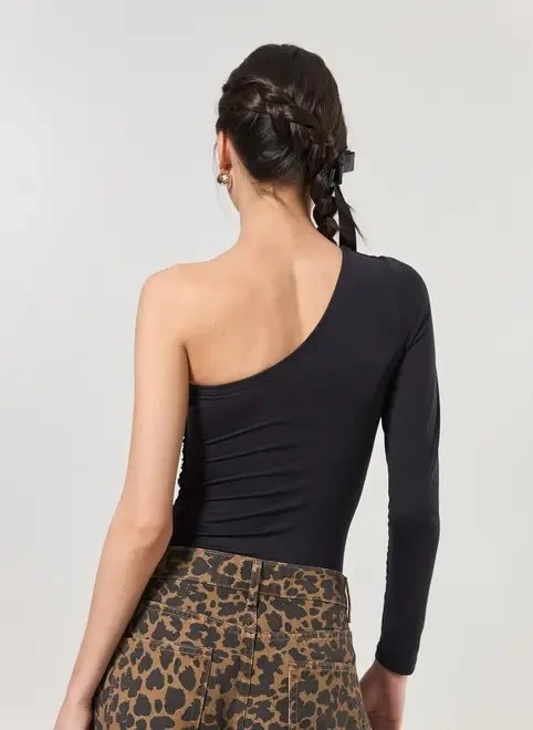 body franzido em poliamida manga única body franzido em poliamida manga única