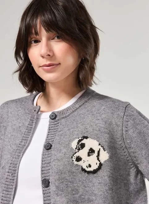 cardigan cinza estampa dálmata cardigan cinza estampa dálmata