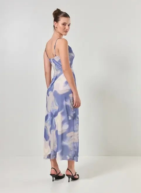 vestido em tule manchado azul vestido em tule manchado azul