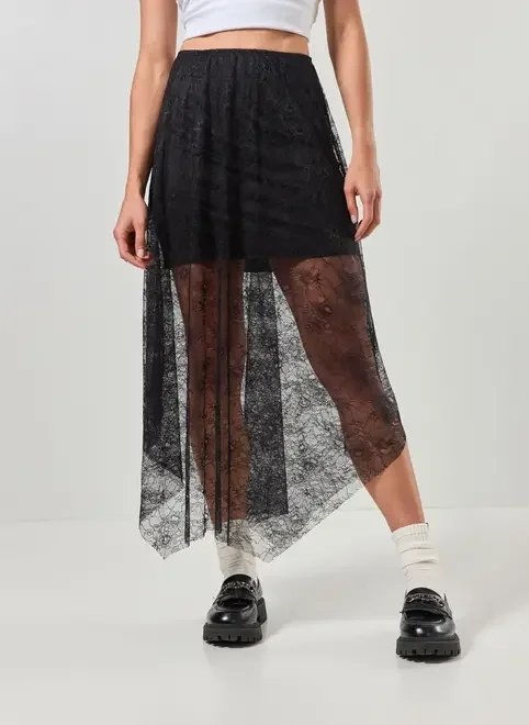 saia midi renda preta saia midi renda preta