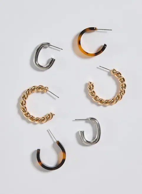 conjunto 3 argolas preateada e dourado conjunto 3 argolas preateada e dourado