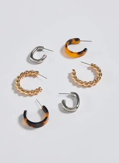 conjunto 3 argolas preateada e dourado conjunto 3 argolas preateada e dourado