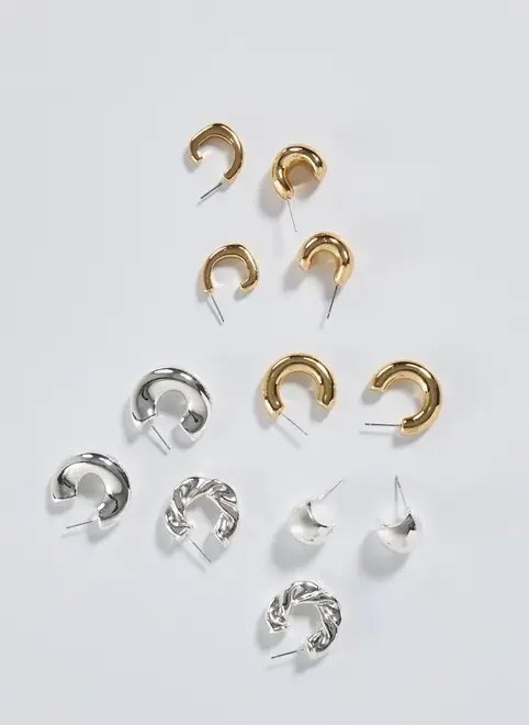 conjunto 6 argolas douradas e prateadas conjunto 6 argolas douradas e prateadas