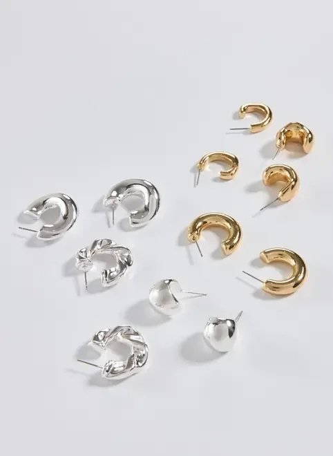 conjunto 6 argolas douradas e prateadas conjunto 6 argolas douradas e prateadas