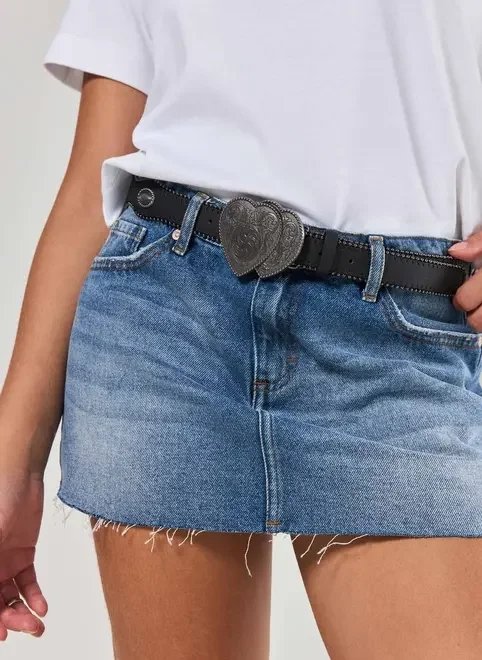 cinto preto fivela corações cinto preto fivela corações