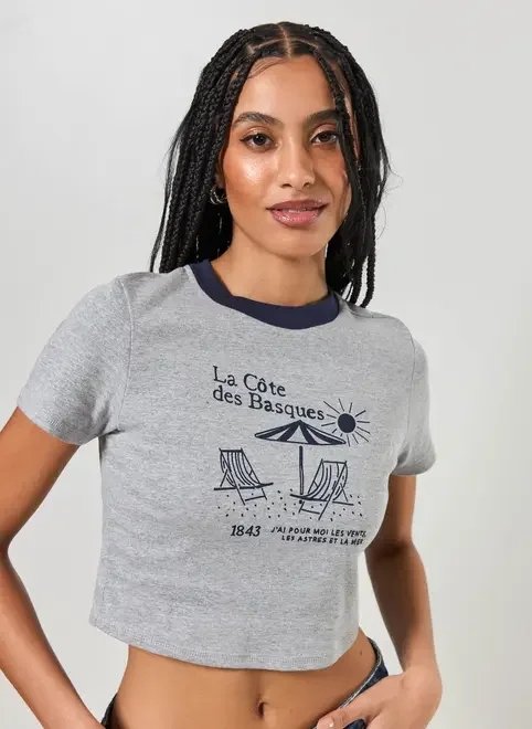 mini tee cinza praia gola azul mini tee cinza praia gola azul