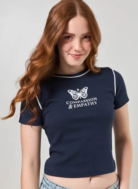blusa mini tee marinho borboleta blusa mini tee marinho borboleta
