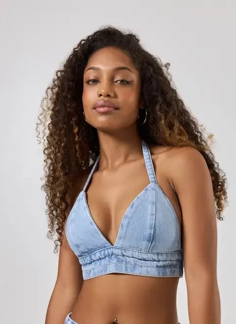 top jeans frente única top jeans frente única