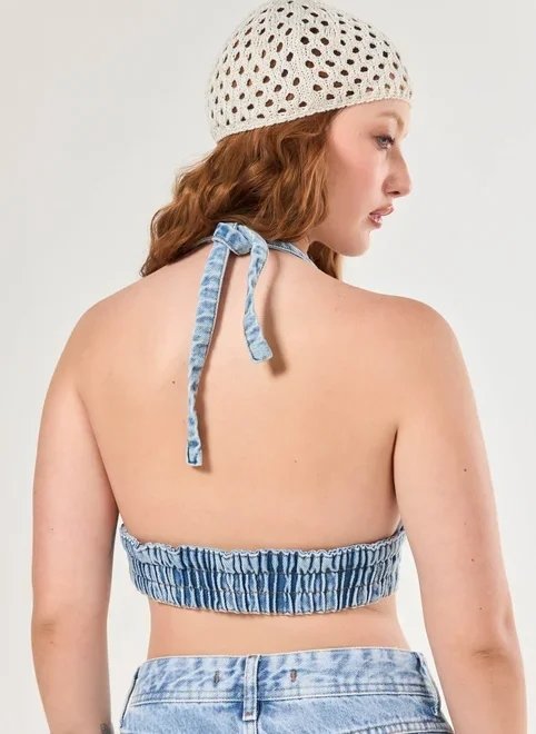 top jeans frente única top jeans frente única