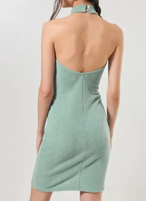vestido malha retilínea halter verde vestido malha retilínea halter verde