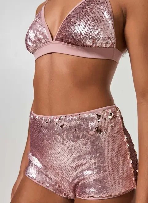 conjunto top hot pant paetê rosa conjunto top hot pant paetê rosa