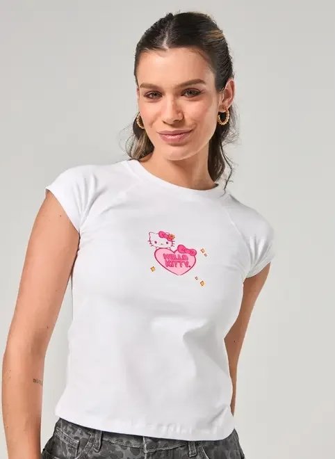 blusa raglan branca hello kitty blusa raglan branca hello kitty