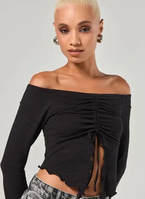 cropped manga longa franzido cropped manga longa franzido