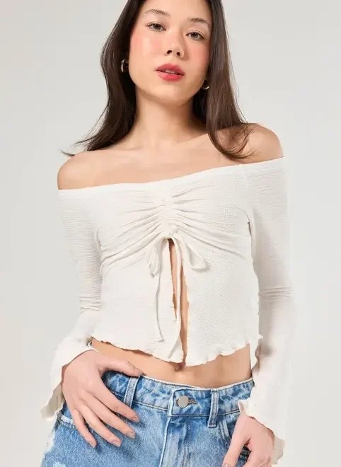 cropped manga longa franzido cropped manga longa franzido