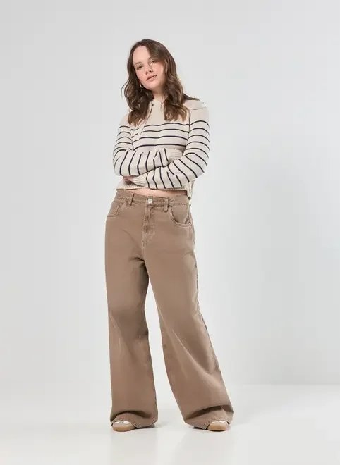 calça sarja wide leg cintura baixa calça sarja wide leg cintura baixa