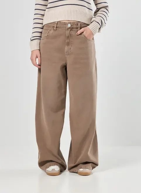 calça sarja wide leg cintura baixa calça sarja wide leg cintura baixa