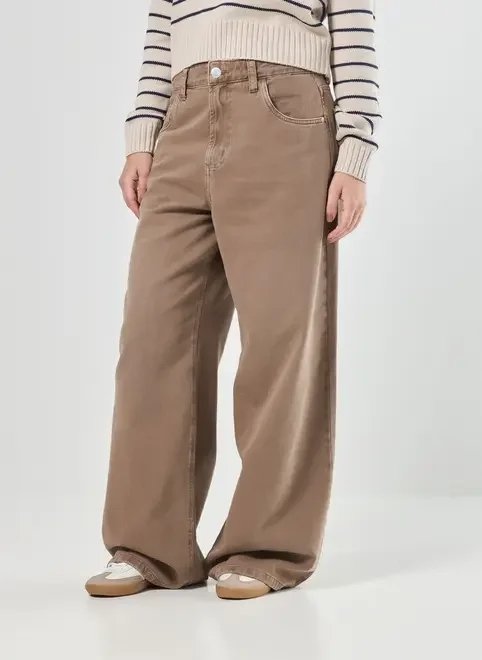 calça sarja wide leg cintura baixa calça sarja wide leg cintura baixa