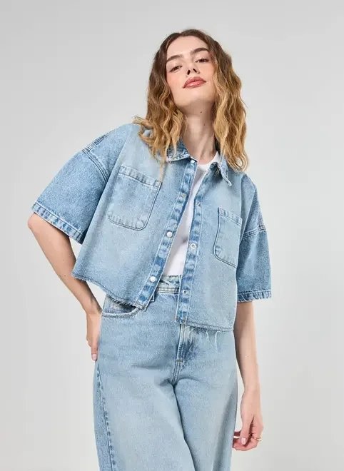 camisa cropped jeans claro camisa cropped jeans claro