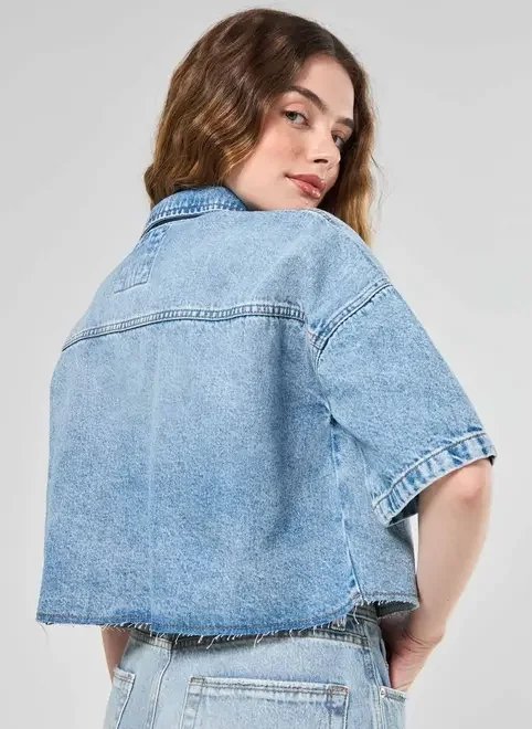 camisa cropped jeans claro camisa cropped jeans claro