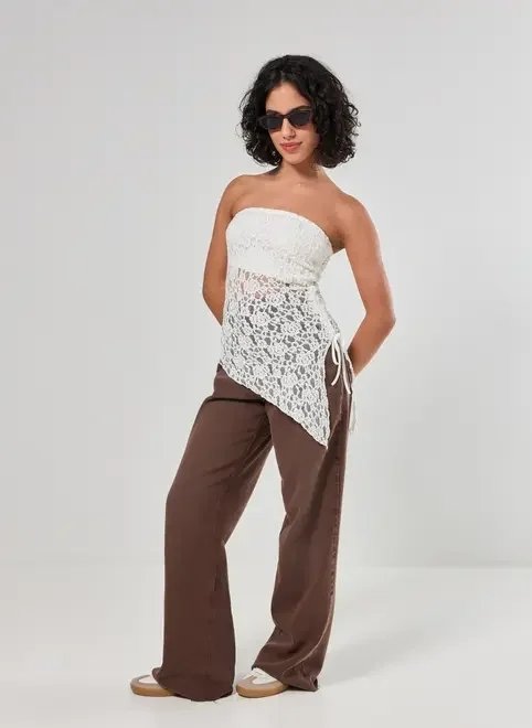 blusa em renda barra assimétrica blusa em renda barra assimétrica