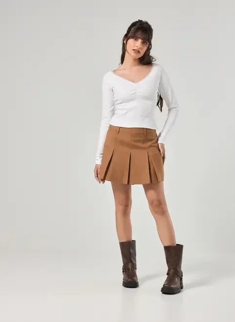 blusa manga longa off-white canelada blusa manga longa off-white canelada