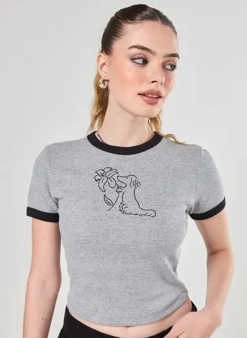 blusa mescla com preto cachorrinho blusa mescla com preto cachorrinho