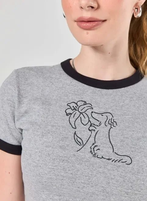 blusa mescla com preto cachorrinho blusa mescla com preto cachorrinho