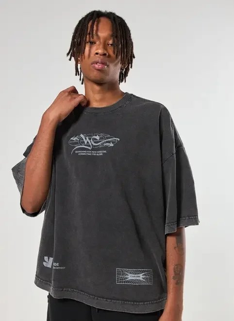 camiseta oversized cropped marmorizada estampa camiseta oversized cropped marmorizada estampa