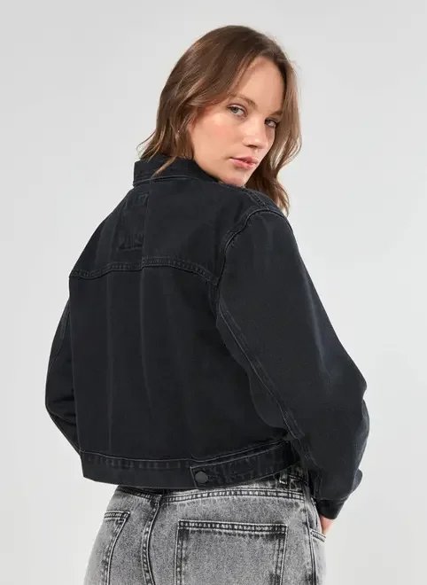 jaqueta jeans cropped botões jaqueta jeans cropped botões