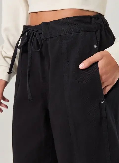 calça sarja wide leg amarração calça sarja wide leg amarração