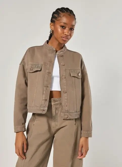 jaqueta cropped jeans marrom jaqueta cropped jeans marrom