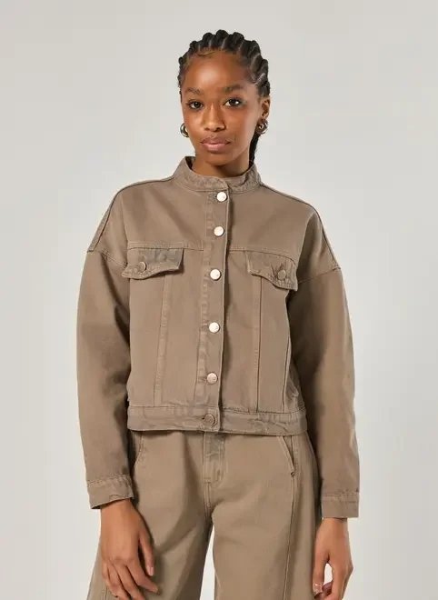 jaqueta cropped jeans marrom jaqueta cropped jeans marrom