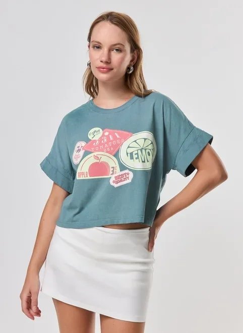 camiseta cropped verde frutinhas camiseta cropped verde frutinhas