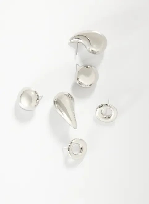 conjunto 3 brincos prateados gota conjunto 3 brincos prateados gota