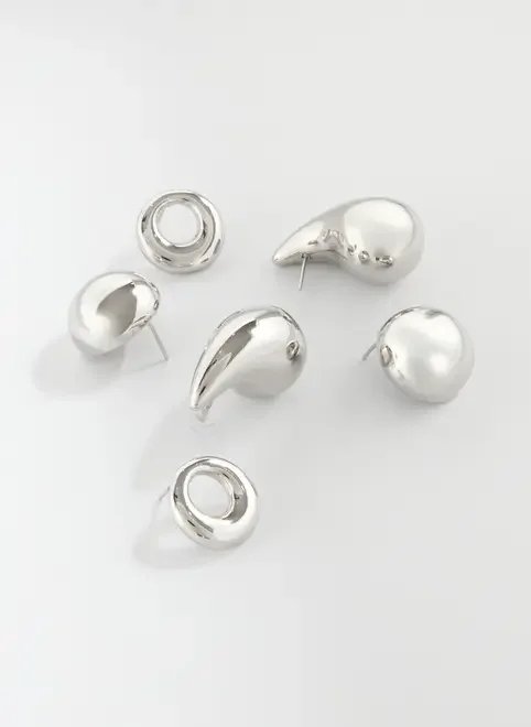 conjunto 3 brincos prateados gota conjunto 3 brincos prateados gota