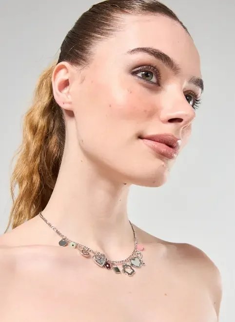 colar prateado pingentes colar prateado pingentes