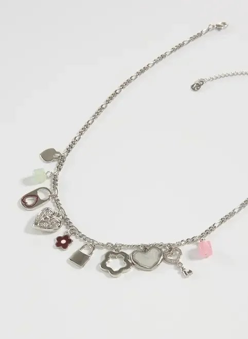 colar prateado pingentes colar prateado pingentes