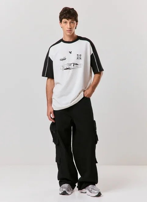 camiseta oversized malhão off-white racer camiseta oversized malhão off-white racer