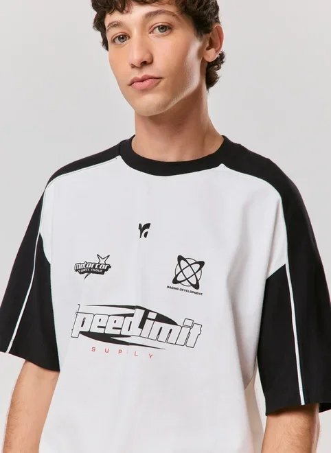 camiseta oversized malhão off-white racer camiseta oversized malhão off-white racer