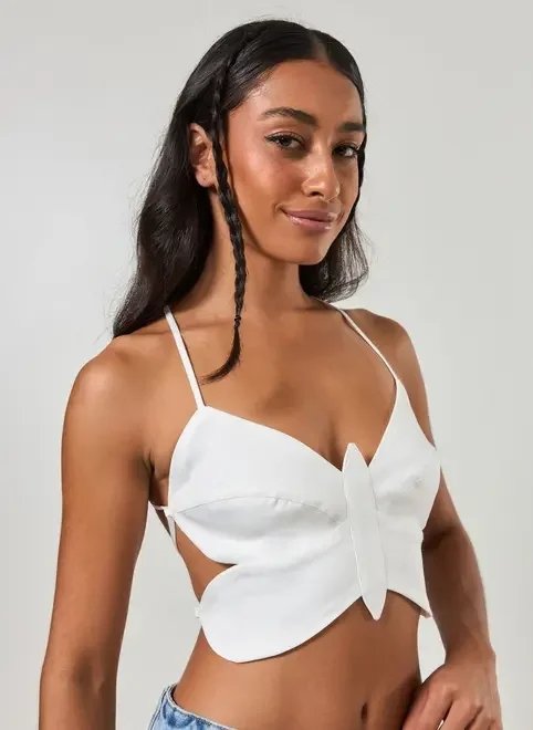 cropped off-white borboleta cropped off-white borboleta