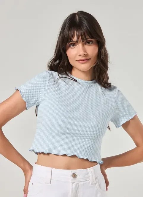 cropped listrado azul e branco texturizado cropped listrado azul e branco texturizado